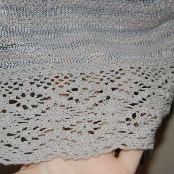 Anthropologie One September Crocheted Heirloom Pullover Gray Medium - Picture 9 of 9
